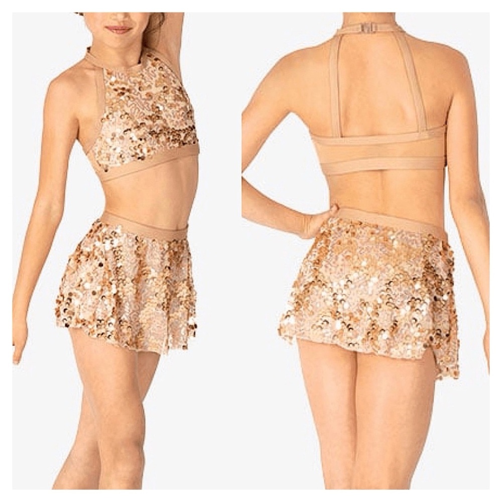 Body Wrappers Women’s Sequin Halter Top in Nude - Picture 7 of 7